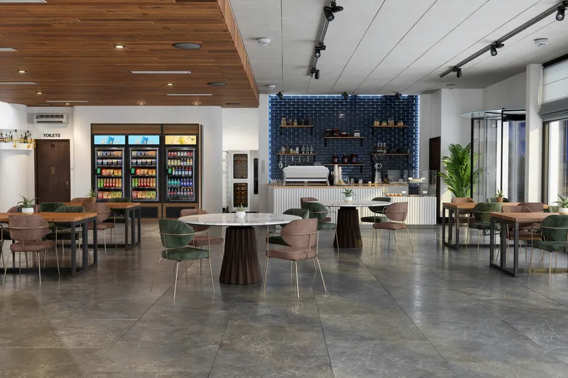 Cooler bank in an open-plan interior.